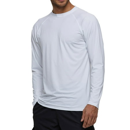 eileial Men s Performance Long Sleeve Fishing Shirts Tops for Outdoors Running Hiking Workout T-Shirt(White XXL)
