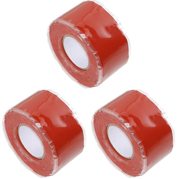 3 Pieces Waterproof Tape Sealant Outdoor Pipeline Red Silicone Rubber 5.2x5.2cm