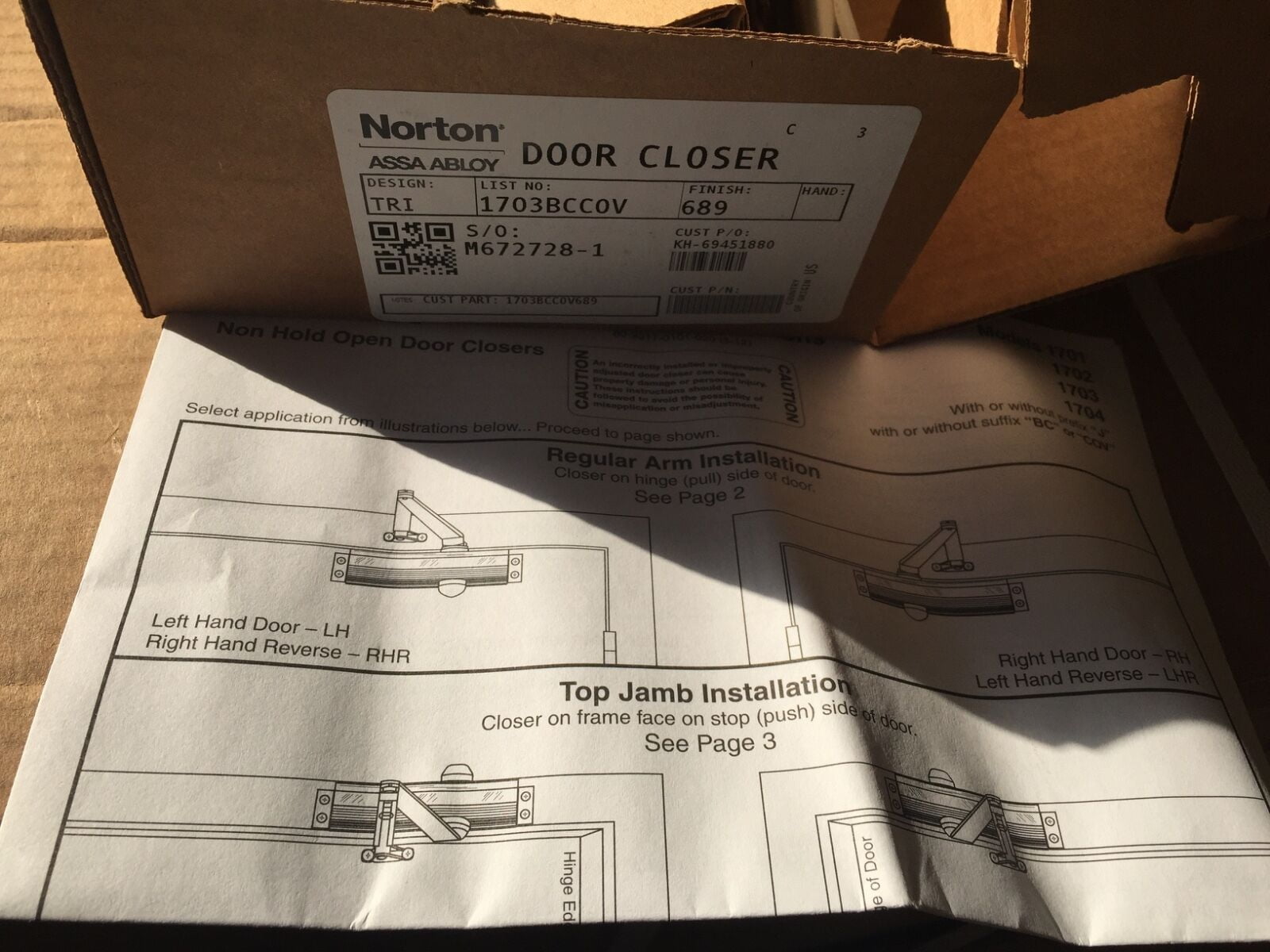 NORTON DOOR CLOSERS 1703BCCOV X AL Door Closer, Hydraulic