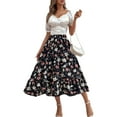 thumbnail image 4 of hirigin Women's Long Skirt, Elastic Waist Floral Printing Ruffle Big Hem A-Line Casual Skirts, S/M/L/XL, 4 of 7