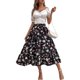 thumbnail image 4 of VISgogo Falda larga para mujer, cintura elástica, estampado floral, volantes, dobladillo grande, línea A, faldas casuales, S/M/L/XL VISgogo  moda, 4 of 7