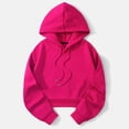 thumbnail image 2 of Womens Crop Hoodies Pullover Casual With Pockets Drawstring Spring Summer Fall Fall Clothes Tops Hooded Sweatshirts Hot Pink S, 2 of 5