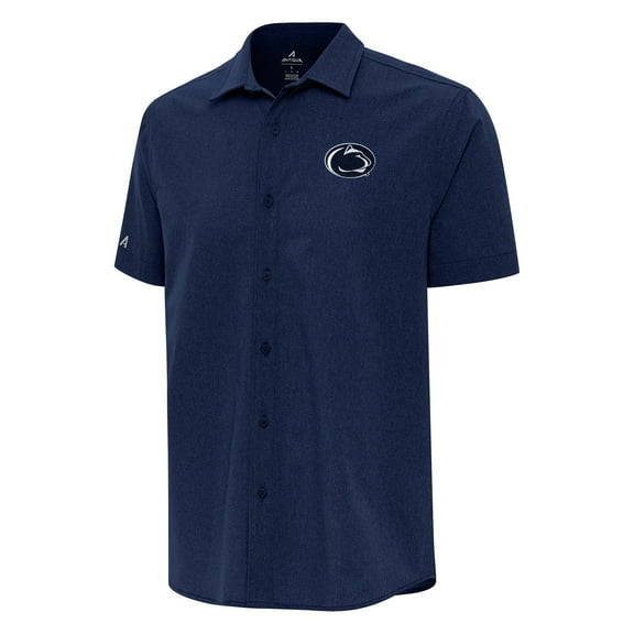 Men's Antigua  Navy Penn State Nittany Lions Activate Woven Short Sleeve Button-Down Shirt
