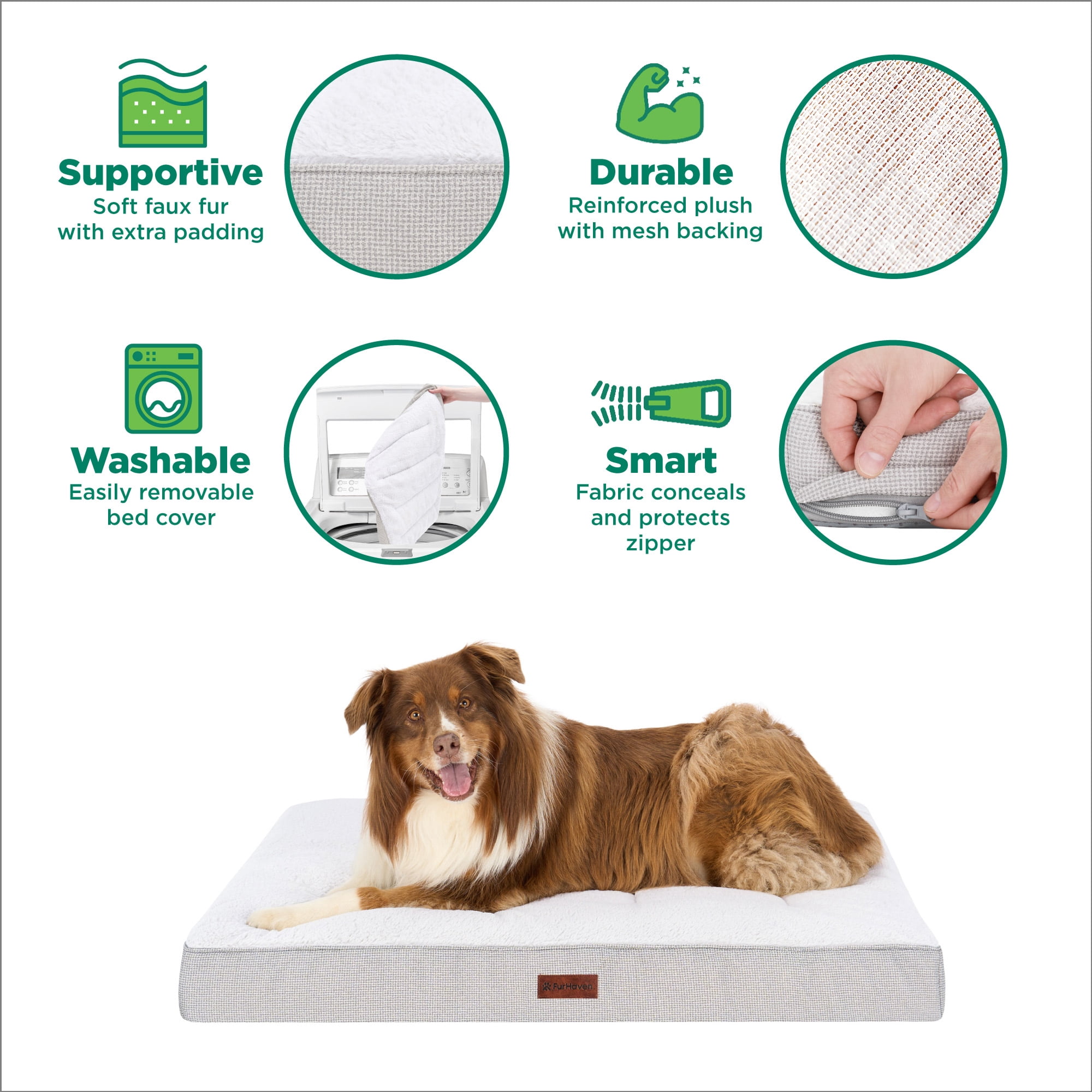 FurHaven Plush & Decorator Check Tuft-Top Orthopedic Mattress Pet Bed for Dogs and Cats - Gray, Large