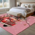 thumbnail image 4 of 8'x10' Area Rugs, Pink Truck Christmas Indoor Outdoor Area Rug for Living Room Bedroom, Xmas Balls Poinsettia Botanical Rustic Washable Bathroom Rugs Kitchen Floor Carpet Mats Home Decor Aesthetic, 4 of 8