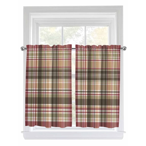 Kitchen Curtains 45 Inches length, Buffalo Plaid Window Treatment Curtain Drapes, Modern Farmhouse Colorful Checkered Lightweight Window Panels for Living Room Bedroom, 52"x45", 2 Panels