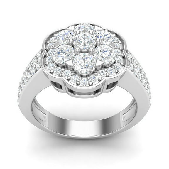 2.14CT EF/VSS1 Round Cut Platinum Over 925 Sterling Silver Halo Moissanite Elegant Women Rings