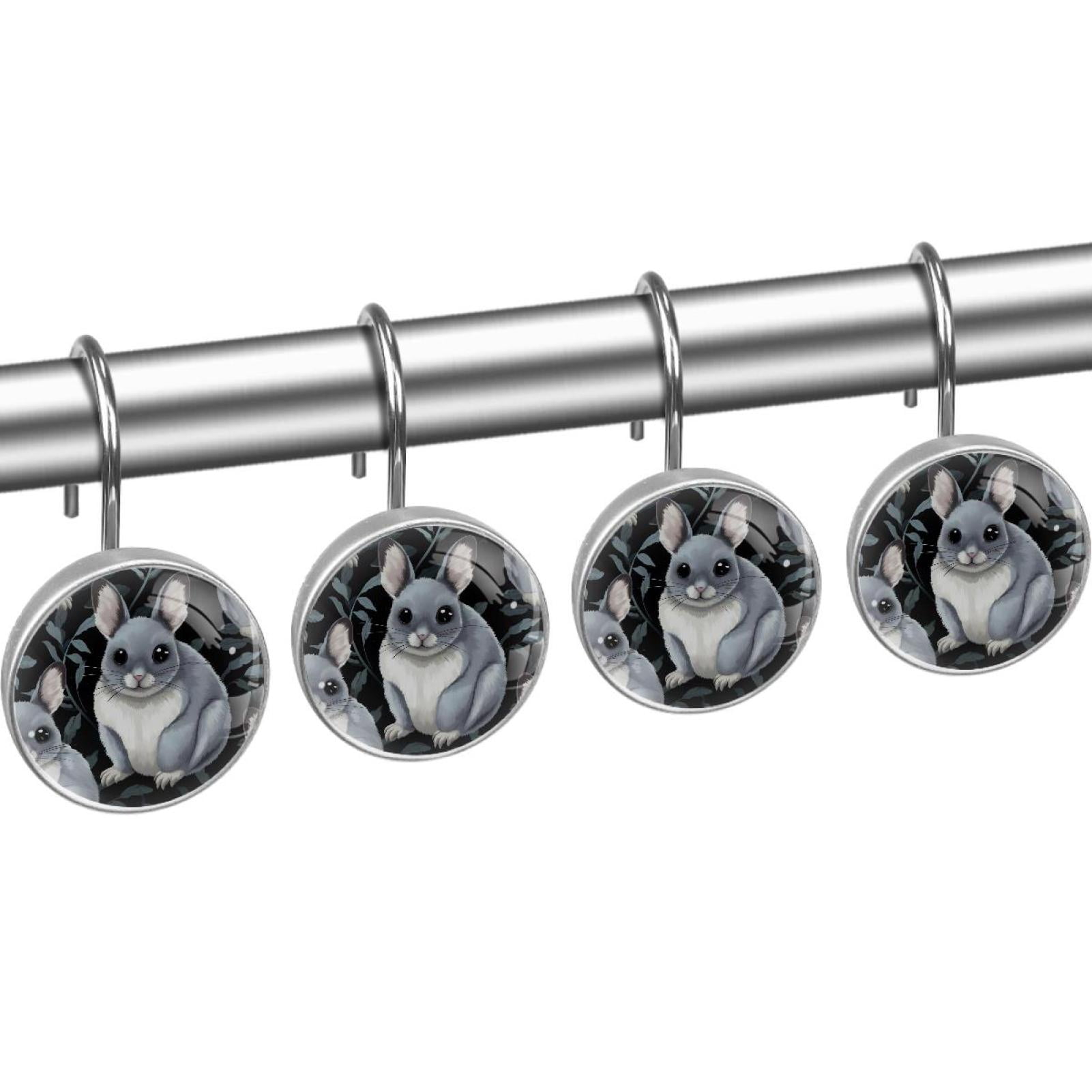 HemaKayy 12 Pcs Decorative Shower Curtain Hooks - Stainless Steel Rings for Bathroom Décor - Easy Glide & Secure Hold - Perfect Decoration for Bathroom Shower Rods - Pet Cats