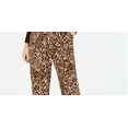 thumbnail image 4 of Monteau Women's Printed Paperbag Waist Pants Brown Size Petite Medium, 4 of 5