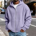 thumbnail image 2 of Waffle Knit Hoodies for Men Full Zip Hooded Cardigan with Pocket Lightweight Loose Fit Athletic Jackets 2026 Fall Outfits for Men(Purple,M), 2 of 7