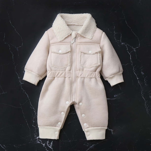 Mono de moda para exteriores para niños con forro polar grueso y cintura ajustada para niños y niñas.