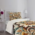 thumbnail image 3 of Ambesonne Boho Floral Quilted Bedspread Set 2 Pcs, Flowering Leafy Motifs, Twin Size, Cadet Blue Orange Tan, 3 of 4