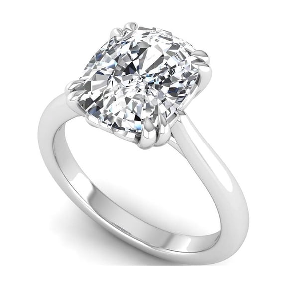 2.5 Ct Lab Grown Diamond Engagement Ring for Women, IGI Certified D Color VS1 Clarity Cushion Cut 14K White Gold Tulip Solitaire Ring 7 US