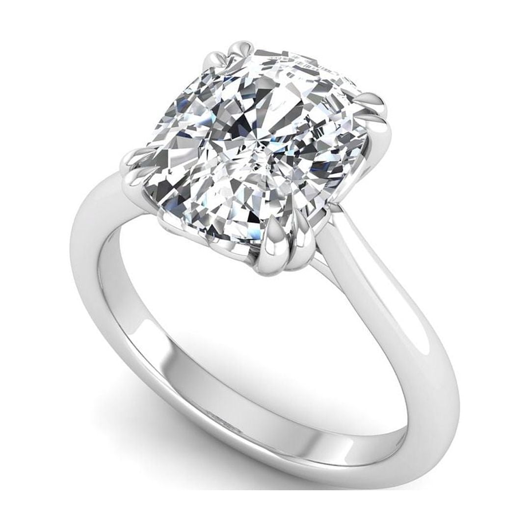 2.5 Ct Lab Grown Diamond Engagement Ring for Women, IGI Certified D Color VS1 Clarity Cushion Cut 14K White Gold Tulip Solitaire Ring 7 US