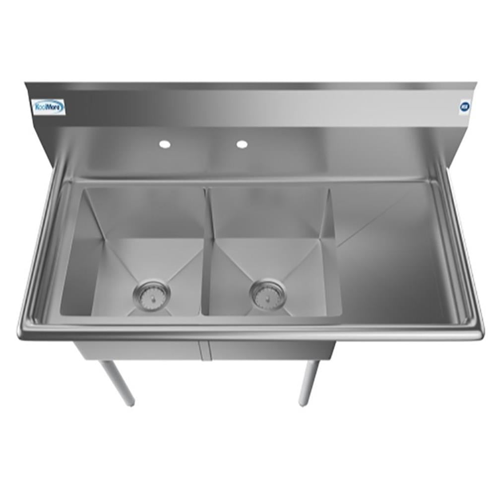 Pemberly Row Right Stainless Steel Kitchen Prep & Utility Sink in Silver