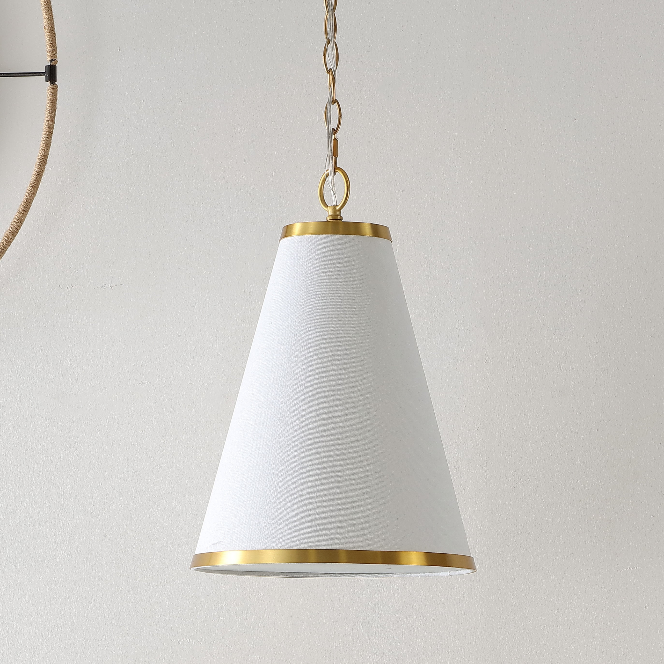 Safavieh Adelais 12" Modern Metal and Fabric Pendant Lights, Off-White
