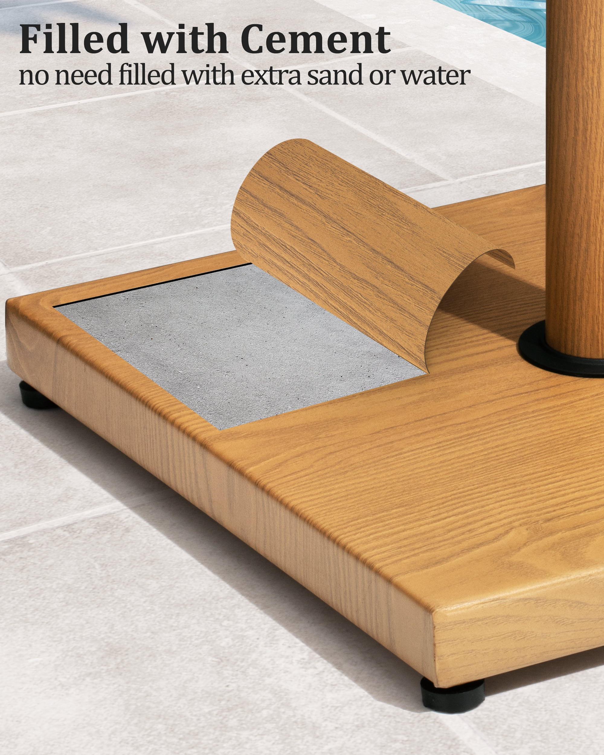 JOINHOM 43lbs Patio Umbrella Base - Heavy Duty Outdoor Patio Market Umbrella Stand for Deck, Poolside, Balcony, Wind-Resistant Design