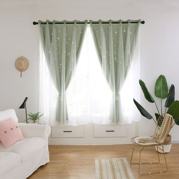 Window Drapes, Curtain, Star Style Curtain, Sky Blue Window Curtain