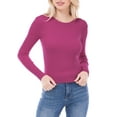 thumbnail image 5 of Made by Olivia Women's Solid Long Sleeve Crew Neck Fitted Ribbed Sweater Top, 5 of 7