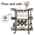 thumbnail image 5 of 3-Tier Bar Cart, Mobile Storage Cart, Wine Trolley with Wine Rack and Glass Holder, Kitchen Island Cart for Commercial or Home, Brown, 5 of 6