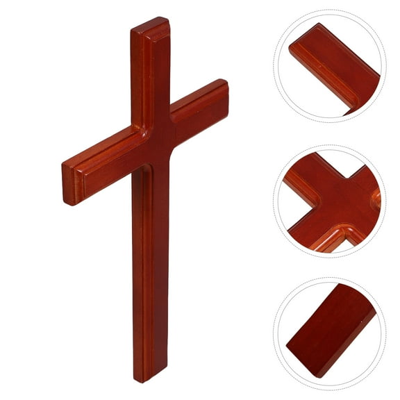 WHAMVOX 1Pack Wall Cross for Entryway Decor Dark Red 11.8x6.9x0.6in
