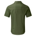 thumbnail image 4 of Mens Shirts Big And Tall Button Down Summer Hawaii Solid Short Sleeve Double Pocket Turn Down Collar Button T Shirts For Men Fashion Army Green M, 4 of 4