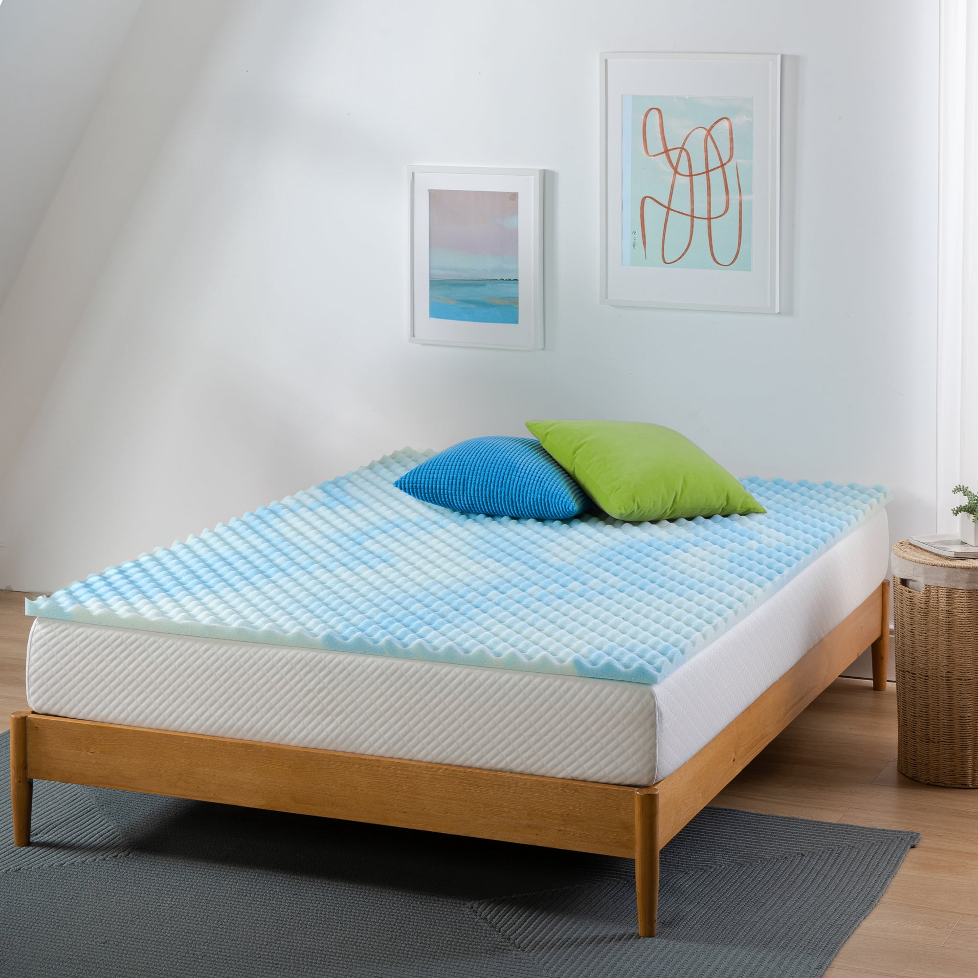 Zinus 1.5" Swirl Gel Cooling Memory Foam Mattress Topper, Full