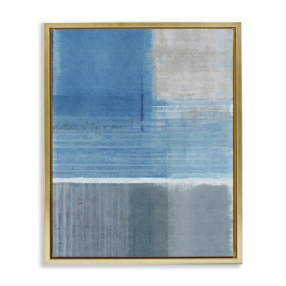 Stupell Industries Contemporary Grey & Blue Gold Floating Frame Canvas Art, 17 x 21, by Flora Kouta