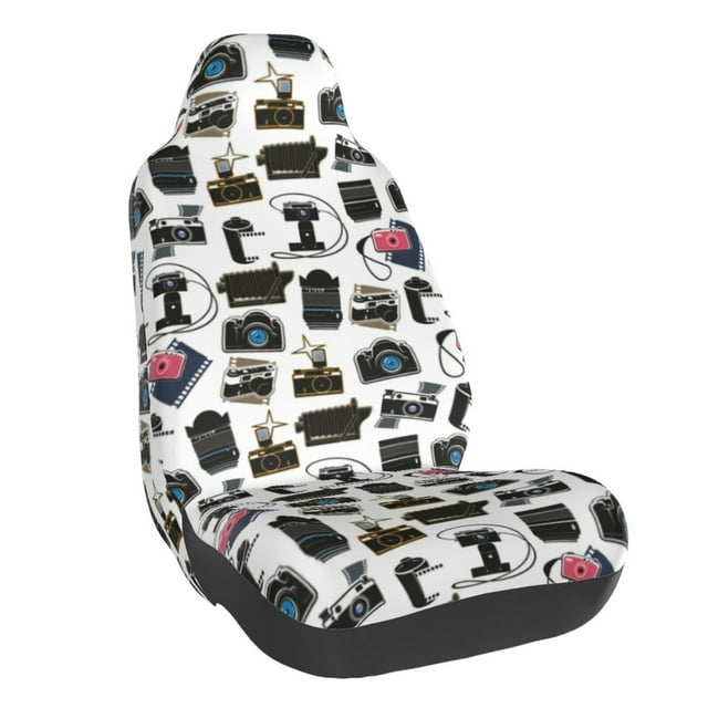 Wukai Cool Camera Full Set Car Seat Covers with Soft Padding Universal Auto Front Seats Protector and Cushion Mat