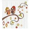 thumbnail image 3 of Ambesonne Christmas Shower Curtain, Noel Owls Folkloric, 69"Wx84"L, Multicolor, 3 of 5