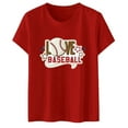 thumbnail image 4 of WILLBEST T Shirts for Women Casual V Neck 2024 Womens Fashion Sports Baseball Print Round Neck Short Sleeve Casual Top T Shirt 4 Tops, 4 of 5