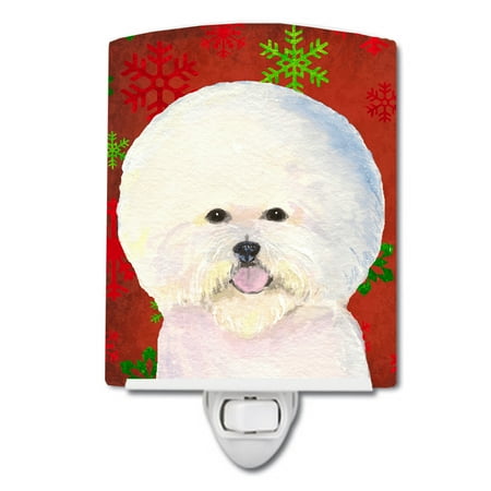 

Bichon Frise Red Snowflakes Christmas Ceramic Night Light