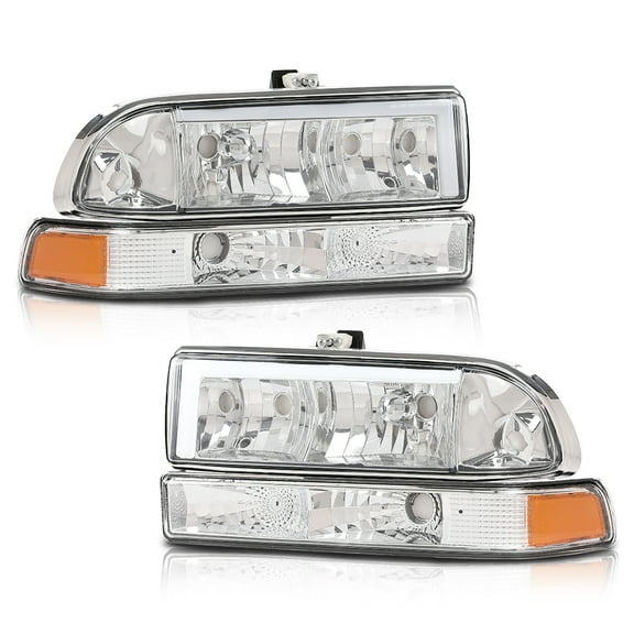 PIT66 Amber Corner LED Headlight Lamps Left Driver & Right Passenger Side Fit For Chevy Blazer S10 1998-2004