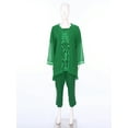 thumbnail image 2 of inlzdz Womens Chiffon Pant Suits 3 Piece Mother of The Bride Wedding Outfit Evening Cocktail Party Suit 03 Green L/0XL, 2 of 10