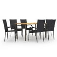 thumbnail image 1 of vidaXL 7 Piece Garden Dining Set Poly Rattan Black, 1 of 5