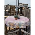 thumbnail image 2 of Outdoor Tablecloth with Umbrella Hole for Patio/Picnic/Party/Camping, Summer Beach Starfish Waterproof Table Cloth Round Cover Washable, Pink Coastal Ocean Conch Wood Grain (Dia 60"), 2 of 9