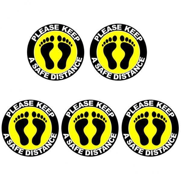 veasfak 2x5pcs/set Social Distancing Floor Decals Sticker 6 Feet Floor Sign Notice A 2 Pcs