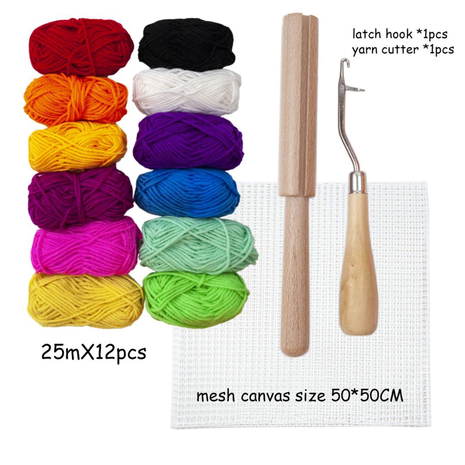 12x Latch Hook Rug Yarn s for Adults Craft Supplies DIY 