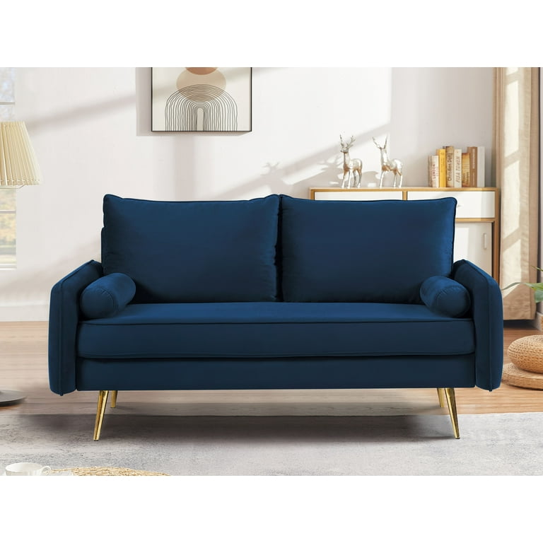 Uspridefurniture Villeda Velvet 2 Pcs Living Room Set, Sofa & Loveseat,Dark Blue, Size: 32.2 inch
