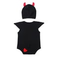 thumbnail image 3 of XFHLMJFF Romper for Coveralls Girls Boys Little Monster Solid Color Short Sleeve Pullover Bodysuits With Hats 2Pcs 6-9 Months, 3 of 8