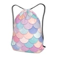 thumbnail image 3 of XMXT Unisex Drawstring Backpack for Women Men, Colorful Fish Scale Pattern Waterproof Gym Bag String Bags for Shopping Sport Travel, m, 3 of 8