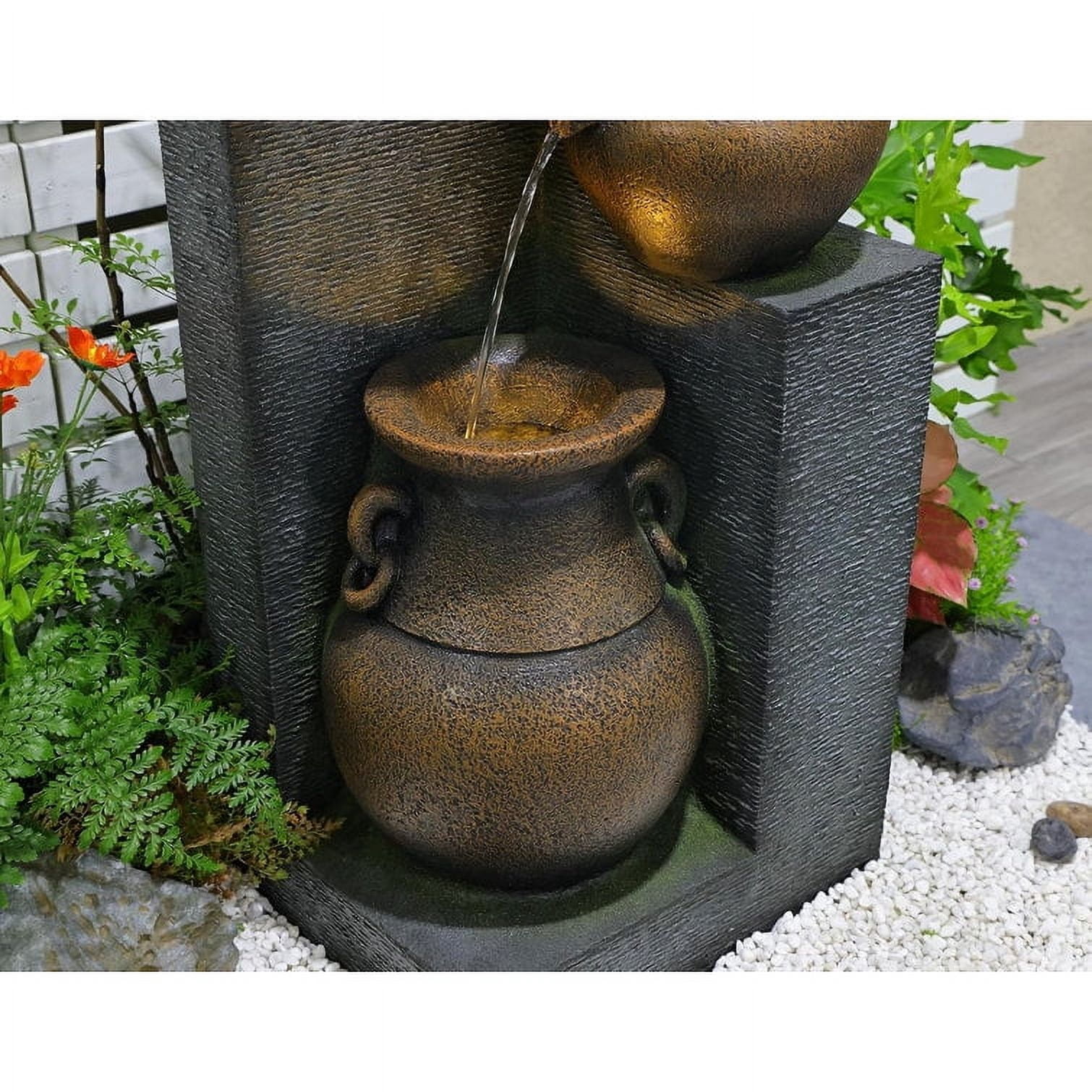 Fountain 4 Tiered Floor Standing Outdoor Water Fountains and Waterfalls for Garden