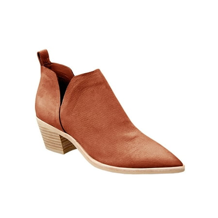 

Dellytop Womens Chunky Stacked Low Heel Ankle Boots V Cut Pointed Toe Booties