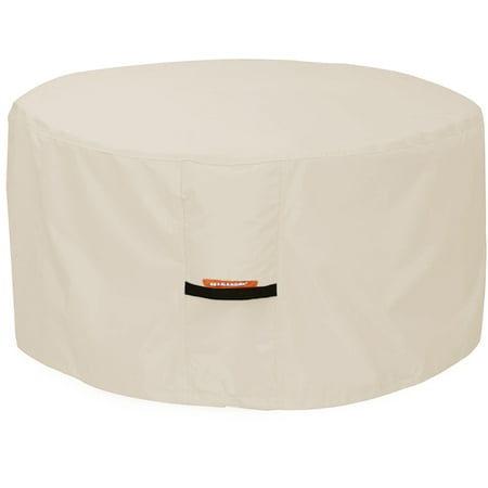 Seamander Waterproof Fire Pit Cover Round 44 D*24 H Tan Extra Seam sealing tape for waterpoof