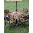 thumbnail image 4 of Outdoor Tablecloth with Umbrella Hole for Patio/Picnic/Party/Camping, Purple Pink Floral Waterproof Table Cloth Square Cover Washable, Spring Farmhouse Country Vintage Flower (54"x 54"), 4 of 8