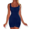 thumbnail image 2 of Tuphregyow Women's Solid Color Yoga Jumpsuit Comfortable Romper for Casual and Sports, Summer Beachwear Athletic Workout Women Slim Jumpsuit Navy L, 2 of 5