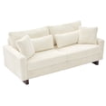 thumbnail image 2 of Newest 80.3" Corduroy Loveseat, Upholstered Sofa with Pocket Springs & 4 Pillows, for Living Room & Apartment, Beige, 2 of 12