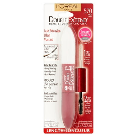 L'Oréal Paris Double Extend Beauty Tubes 570 Black Lash Extension Effect Mascara - Walmart.com