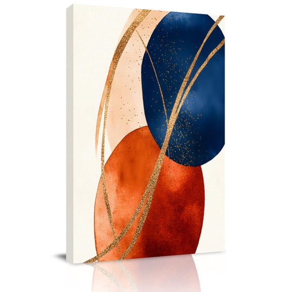 Canvas Wall Art, Navy Blue Burnt Orange Framed Canvas Prints for Living Room Dining Room, Geometric Modern Boho Art Gallery Wrapped Wall Decor for Home Office, Gifts, 22"x28" Ship Next Day