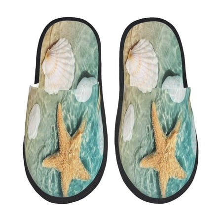 

Tideii Starfish And Seashell for Home Indoor Cotton Slippers Autumn and Winter EVA Plush Slippers Household Supplies Unisex-Medium